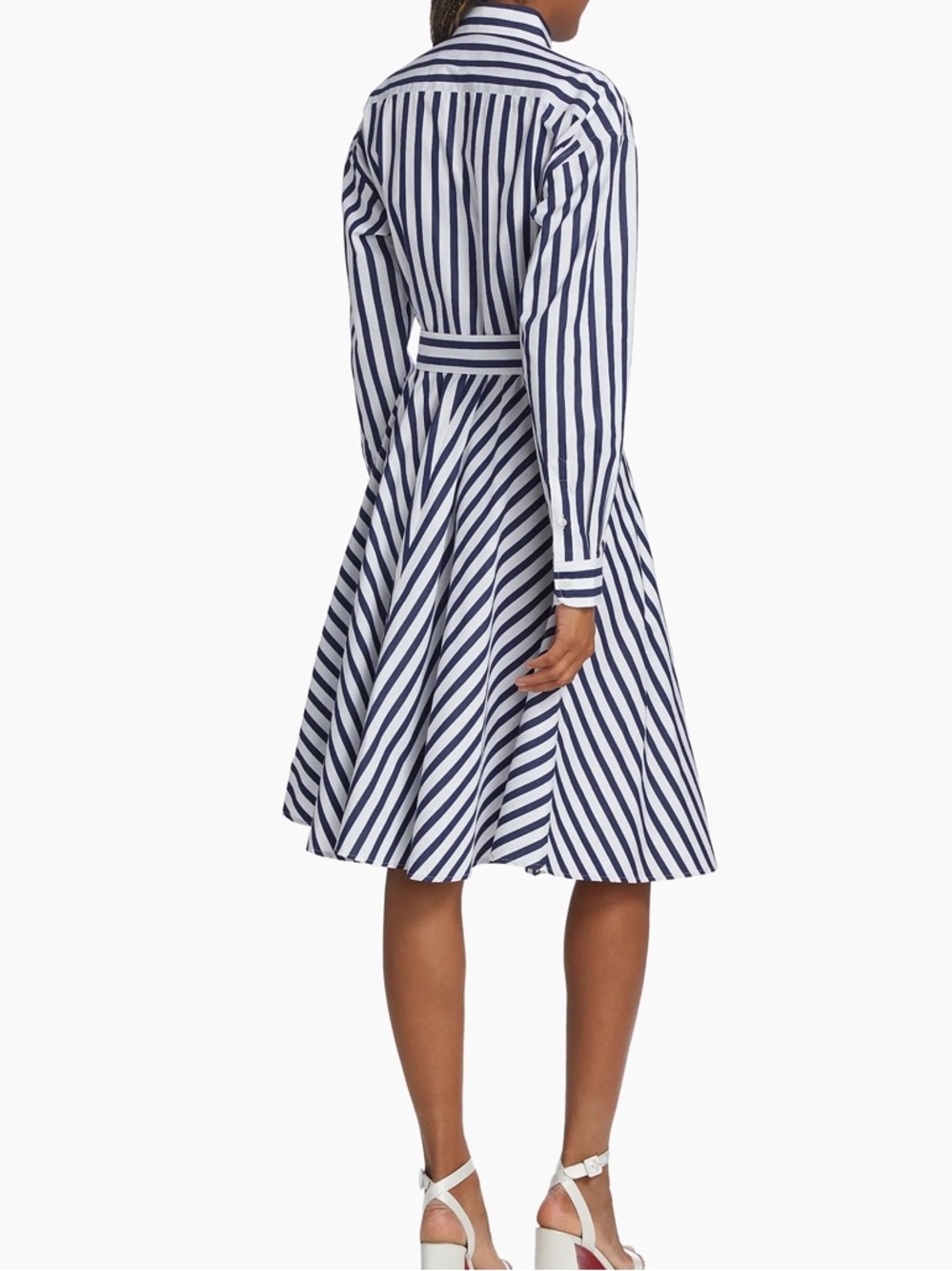 NWOT Polo Ralph Lauren Ela Navy & White Striped Long-Sleeve Shirt Dress - Picture 3 of 6
